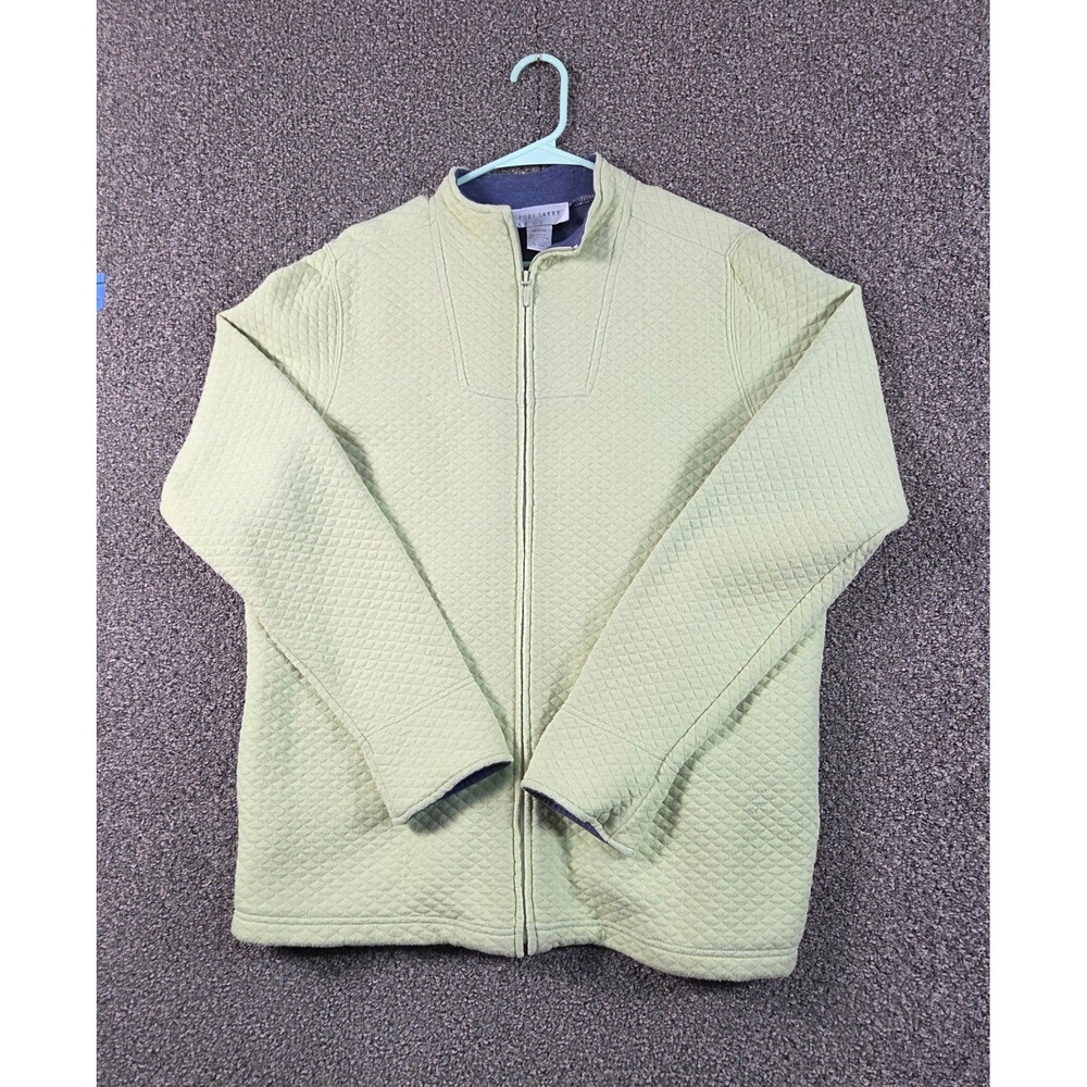 Sport Savvy Quilted Zip Jacket Women Size M Green Excellent Cotton Blend